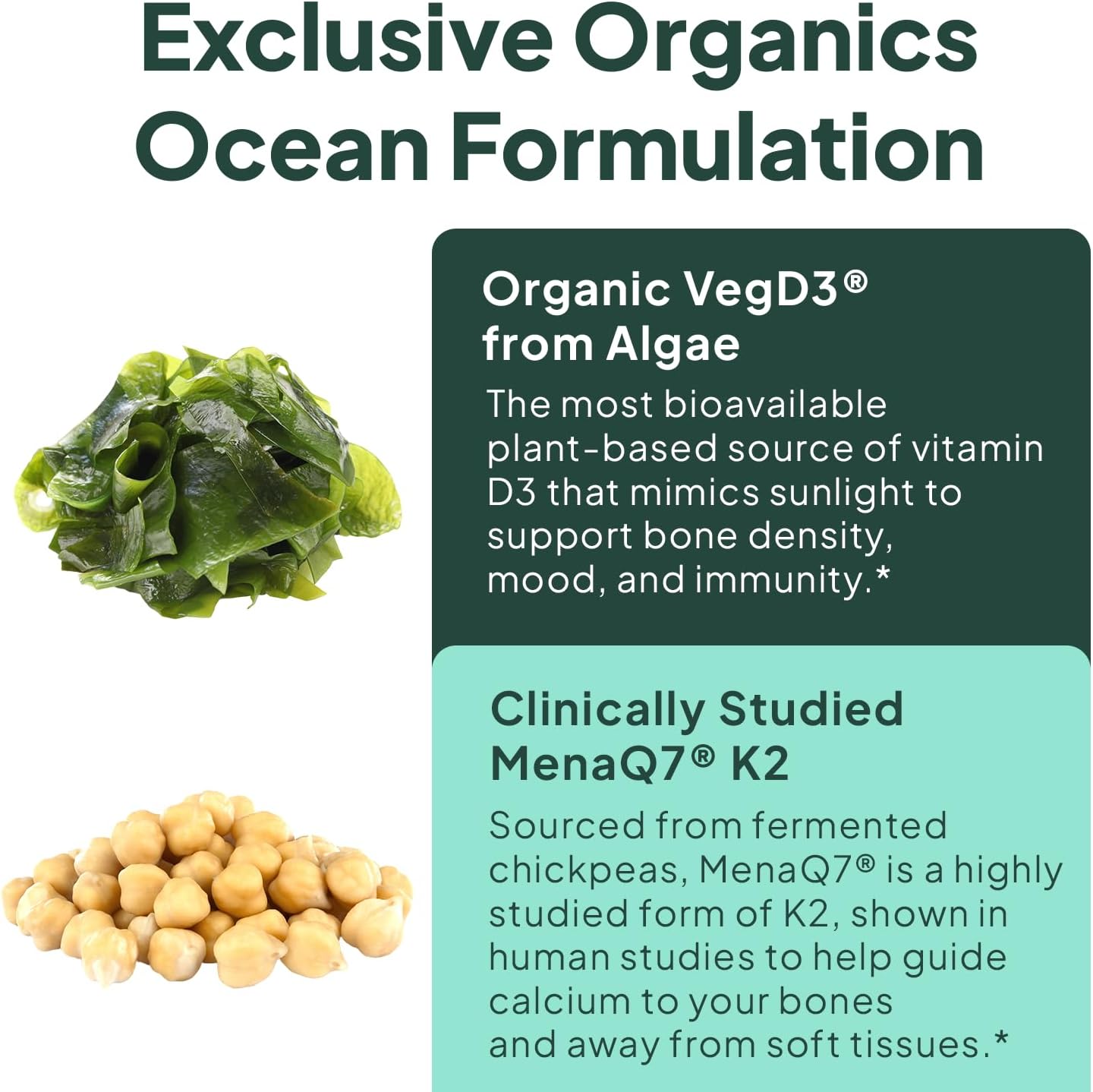 Organics Ocean Better D3 + K2-100% Organic VIT D3 and K2 Supplements with Maximum Bioavailability - Supports Bone Density, Calcium Balance, Immunity & Mood - 1-Pack, 30-Day Supply - Image 6