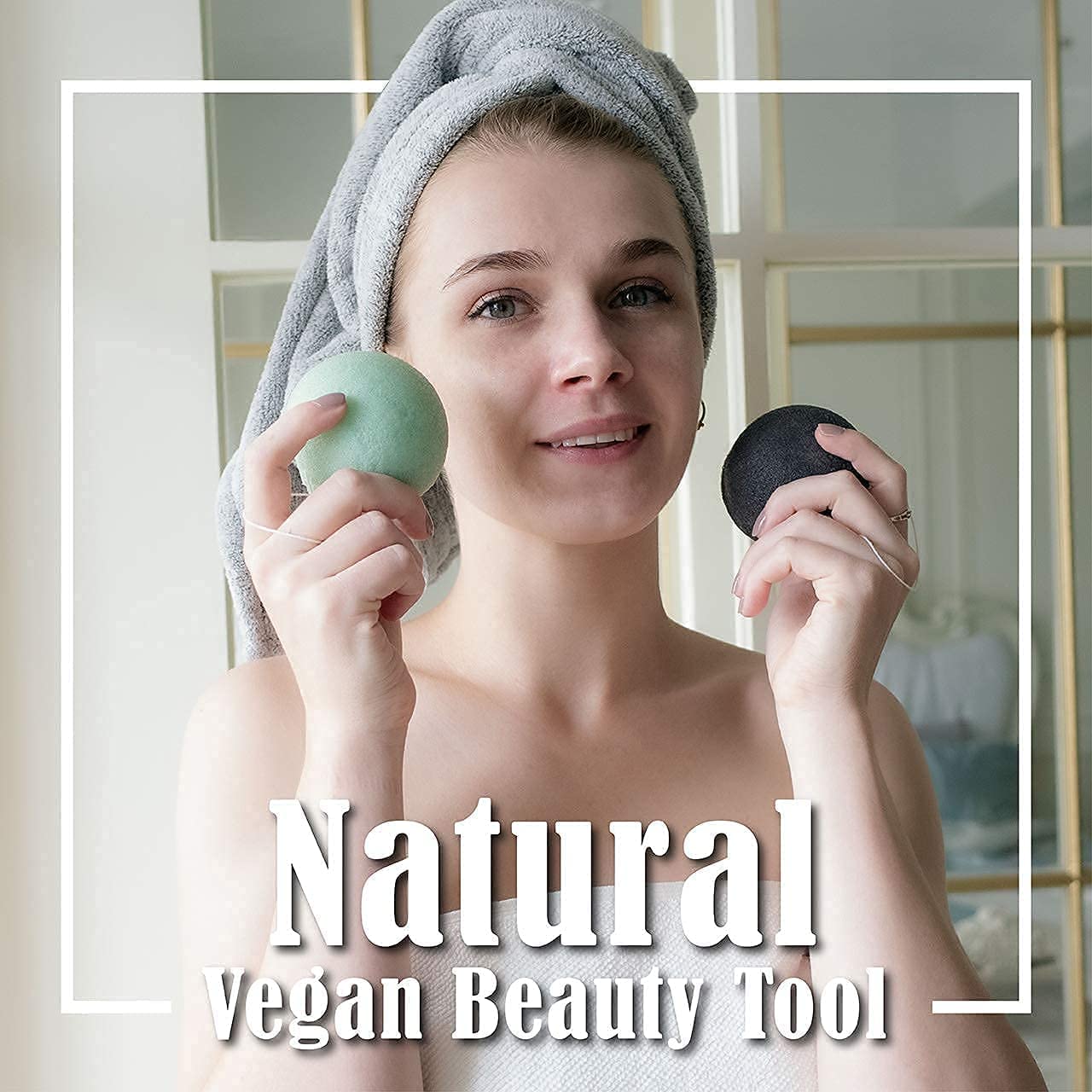 myHomeBody Natural Konjac Facial Sponges - for Gentle Face Cleansing and Exfoliation - with Activated Charcoal and Aloe Vera, Set of 4 - Image 7
