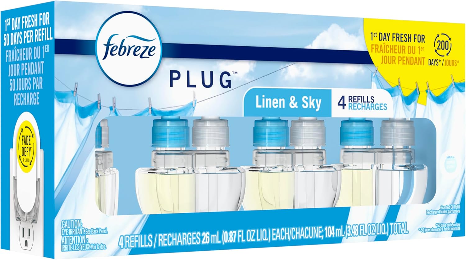 Febreze Plug In Air Freshener, Odor-Fighting Scented Oil Refill, Linen & Sky Scent, 4 Refills - Image 11
