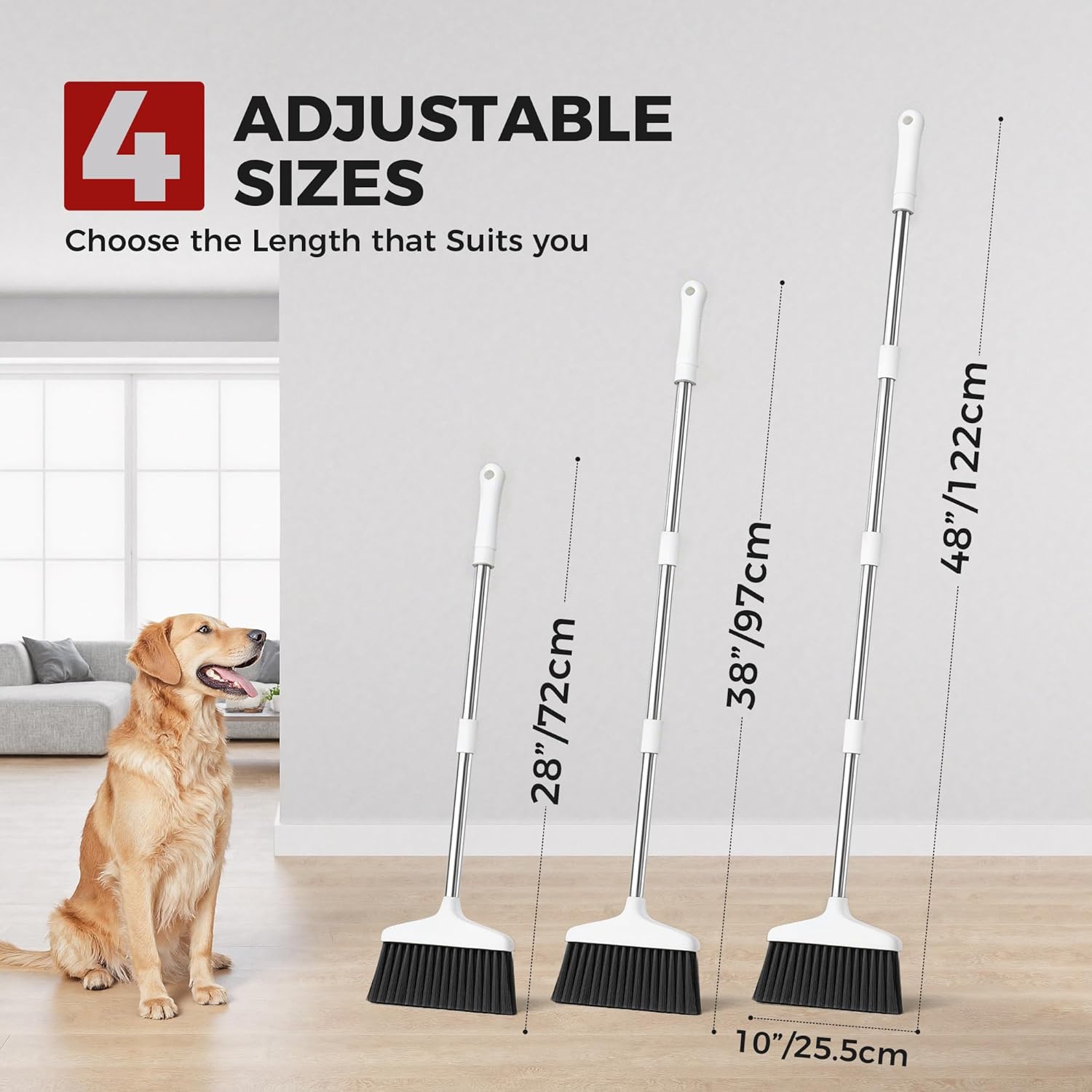 Handy Broom, Indoor/Outdoor Brooms, Duty Kitchen Broom, for Home Garage Kitchen Office Courtyard Lobby Patio Lawn Concrete White - Image 9
