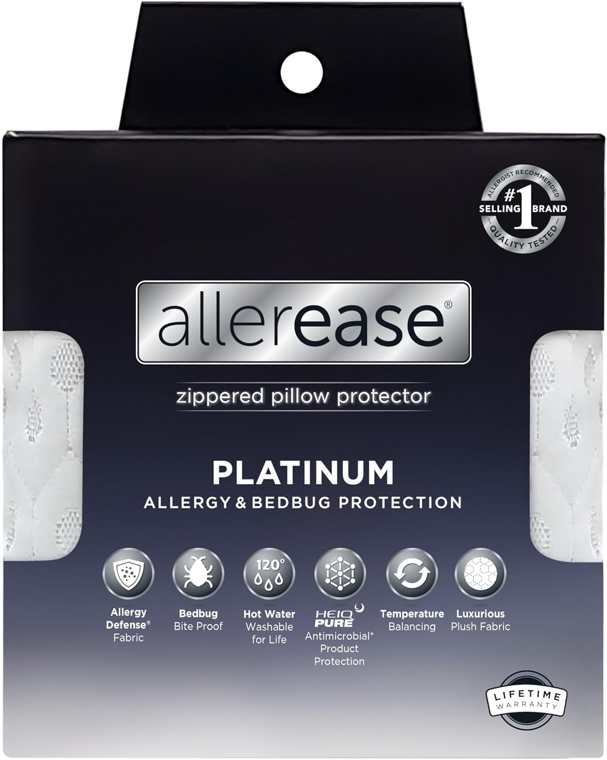 AllerEase Platinum Allergy Defense Particles Proof Temperatur Balancing Luxurious Plush Fabric Machine Washable Durable Zippered Pillow Protector, King Size, White - Image 2