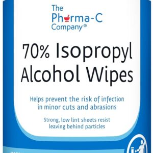 The Pharma-C Company 70% Isopropyl Alcohol Wipes [175ct Wipes] – Large Durable IPA Wipes. First-Aid Antiseptic Wound Cleaner with Moisture Lock Lid.