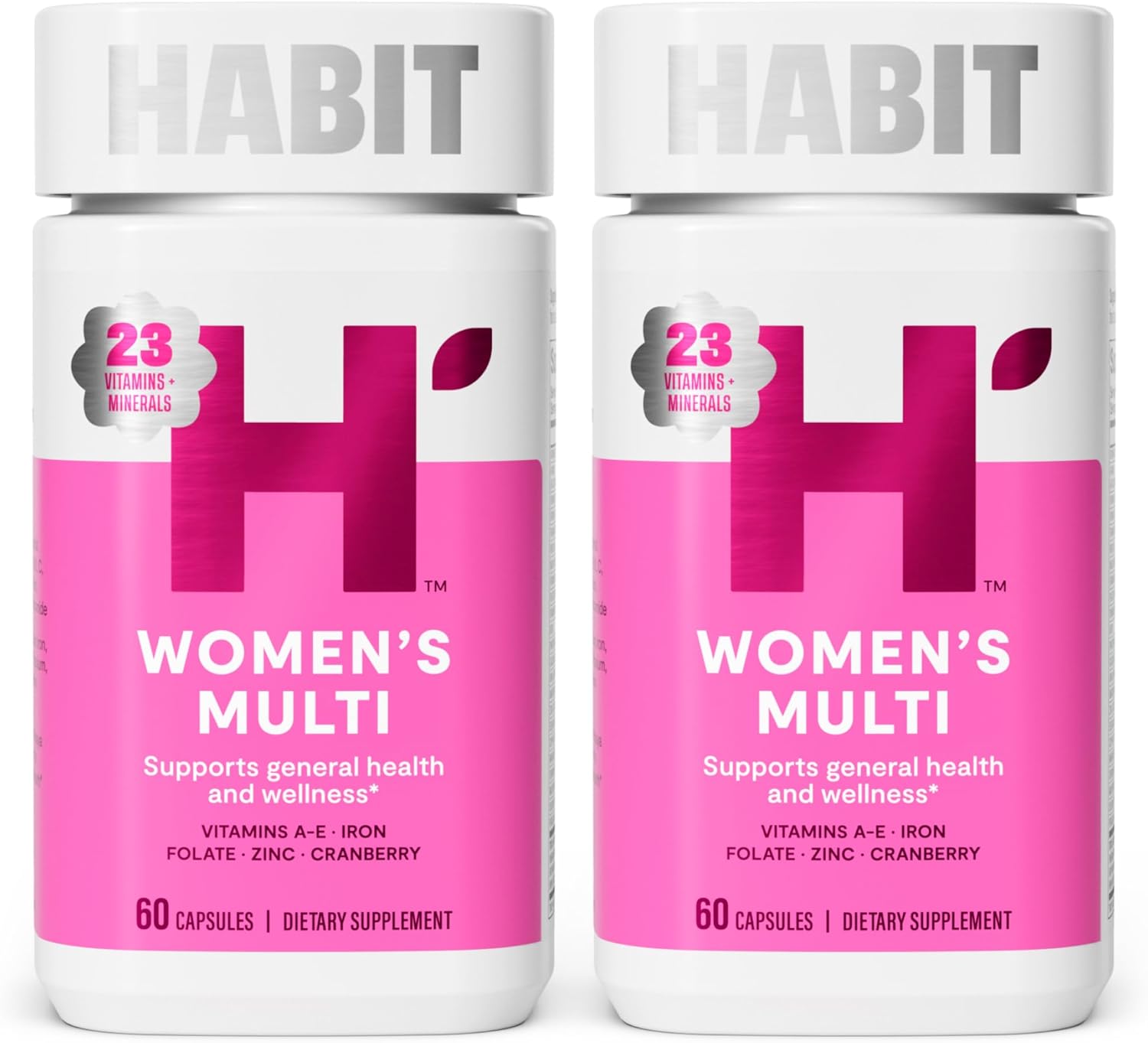 Habit Womens Multi Supplement 2 Pack (120 Capsules) - New Look, Supports General Health & Wellness, 23 Essential Vitamins and Minerals, Fruit extracts, Folate, Iron, B12, Biotin, Non-GMO - Image 2