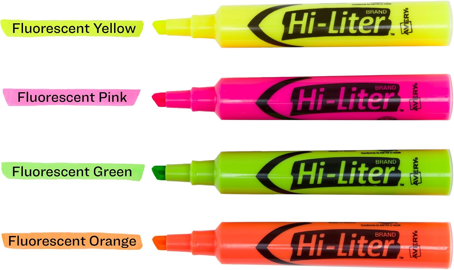 Avery Hi-Liter Desk-Style Highlighters, Smear Safe Ink, Chisel Tip, 4 Assorted Color Highlighters (24063) - Image 11