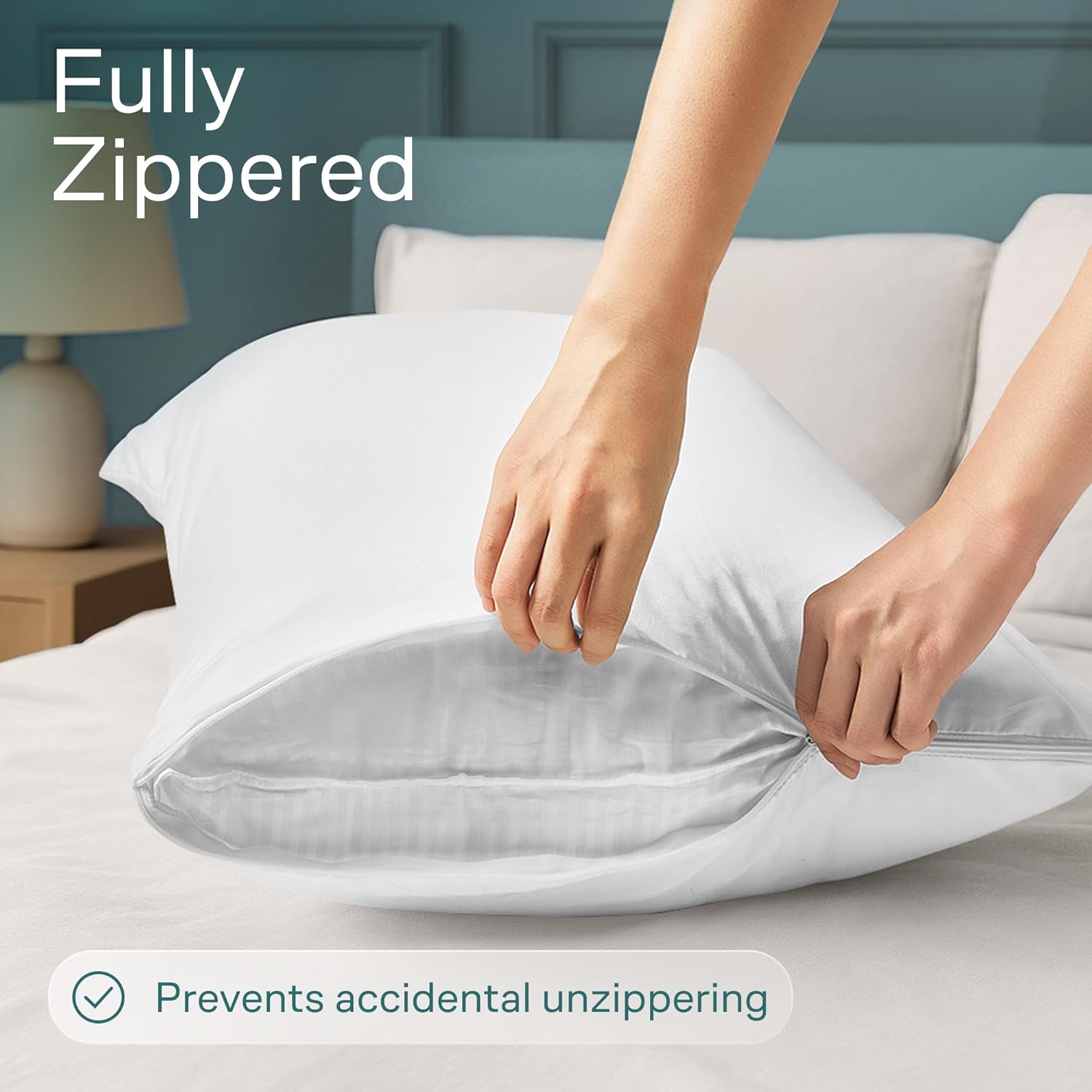 Niagara 4 Pack Waterproof Pillow Protectors Queen 20x30 Inches Smooth Zipper Premium Encasement Covers Quiet Cases Set White - Image 5