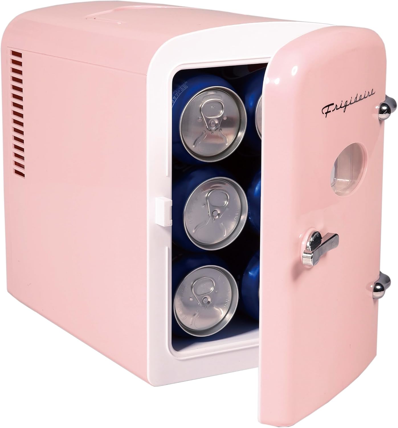 Frigidaire Pink Mini Personal Fridge Cooler, 1 Gal Capacity fits Six Cans, Includes Plugs for Home Outlet & DC Charger - 9.84" D x 7.09" W x 10.35" H - Image 5