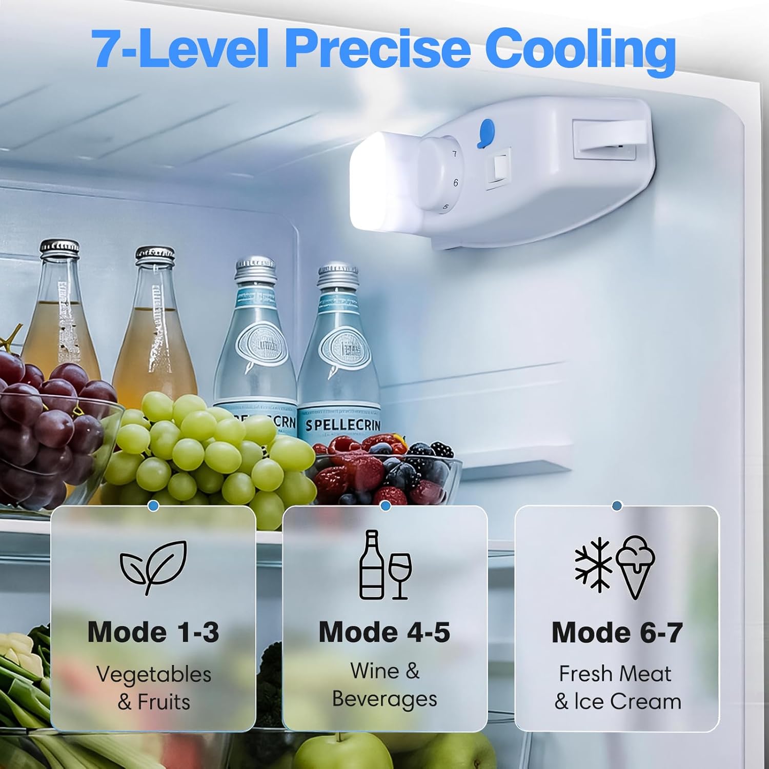 OSTBA Mini Fridge with Freezer - 3.2 Cu.ft 2-Door Upright Freezer, Compact Refrigerator with 2 Removable Shelves 7 Level Adjustable Thermostat, Removable Shelves for Bedroom Office Apartment, Silver - Image 6