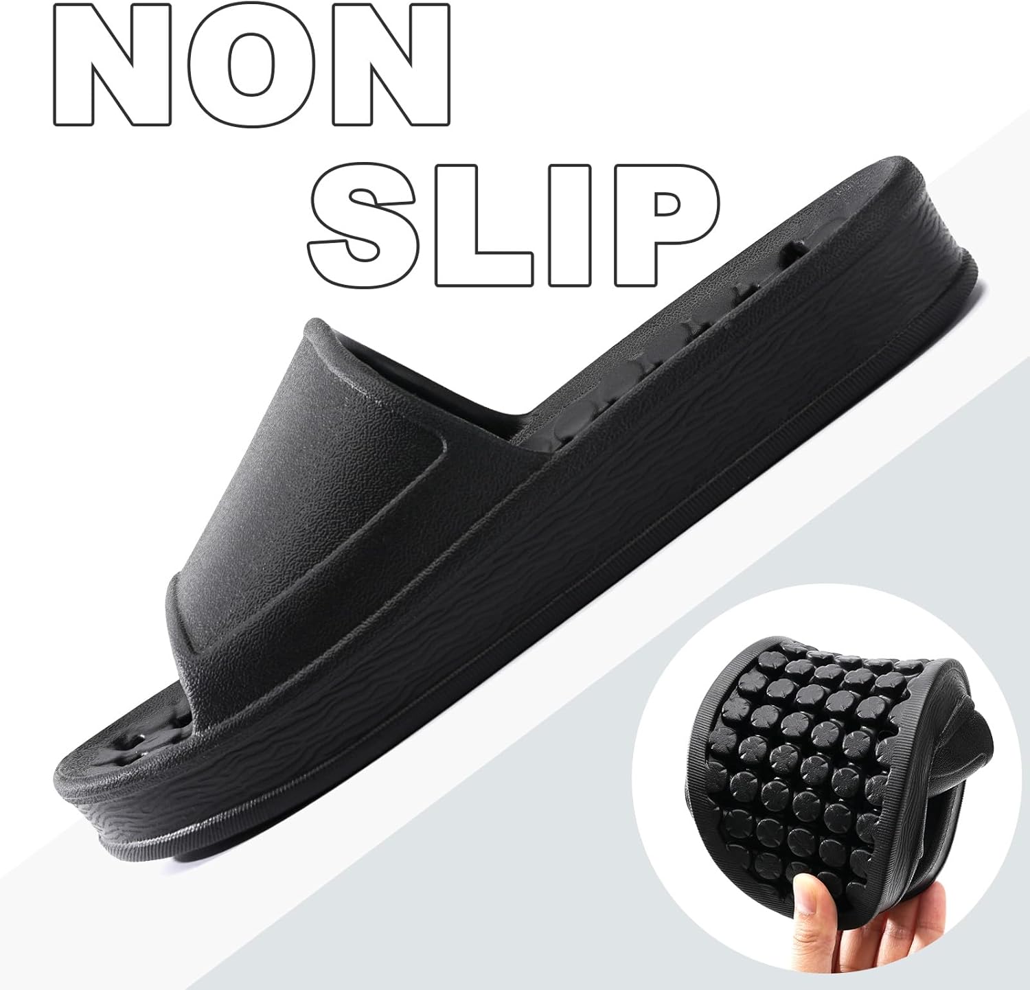 Shower Shoes for Women and Men with Drain Holes Massage Slide Sandals Soft Cushioned Anti-Slip Pool Slides Comfort Thick Soled Waterproof Gym Shower Shoes Quick Drying Bathroom Spa Slippers - Image 4