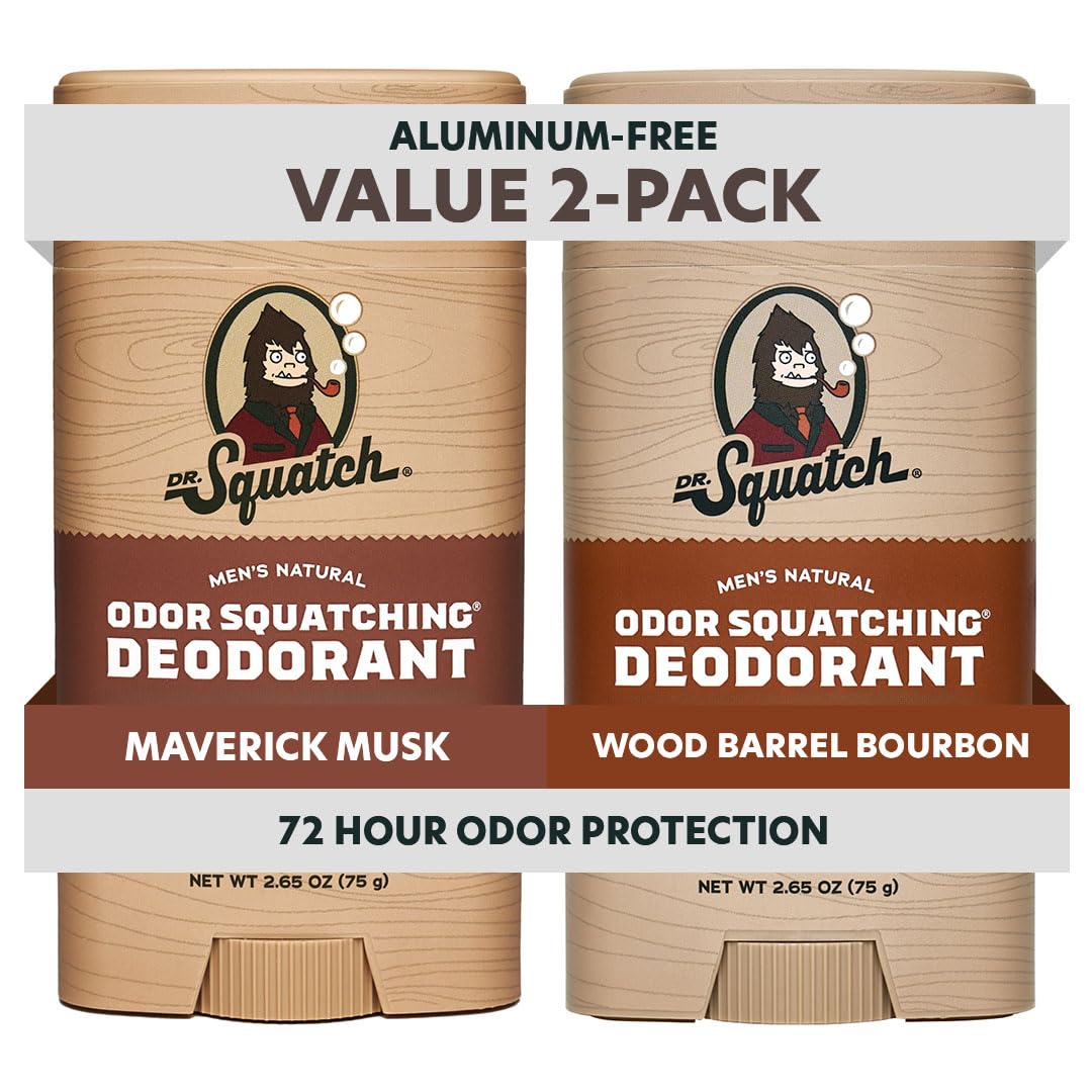 Dr. Squatch Natural Men’s Deodorant – Aluminum Free Natural Deodorant Men with Charcoal & Postbiotics for 72-Hour Odor Protection – Maverick Musk + Wood Barrel Bourbon, 2.65oz Stick (2-Pack) - Image 2