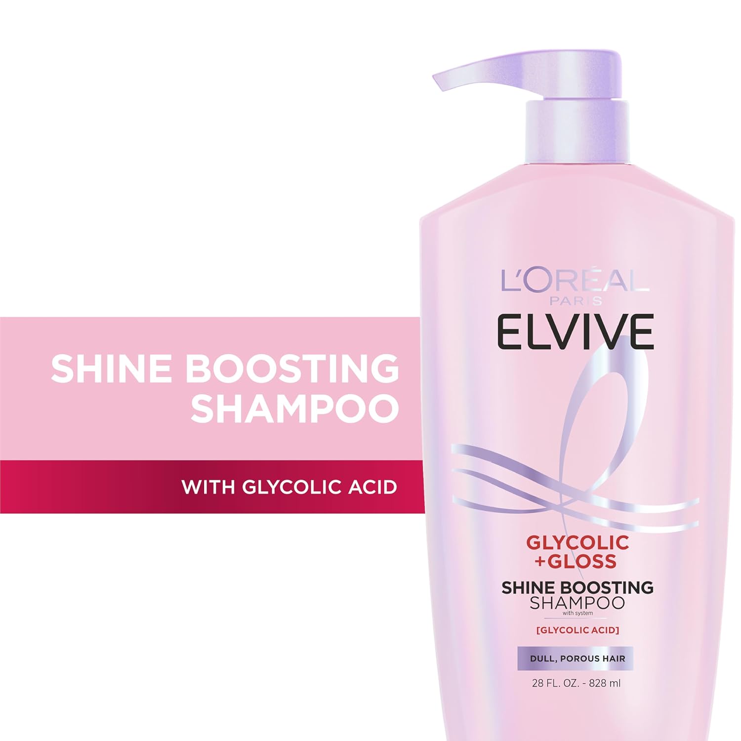 L'Oreal Paris Elvive Glycolic + Gloss Shine Boosting Shampoo, Cleanses and Smooths Dull, Porous Hair Into High-Shine, Glossy Hair, 28 Fl Oz - Image 3