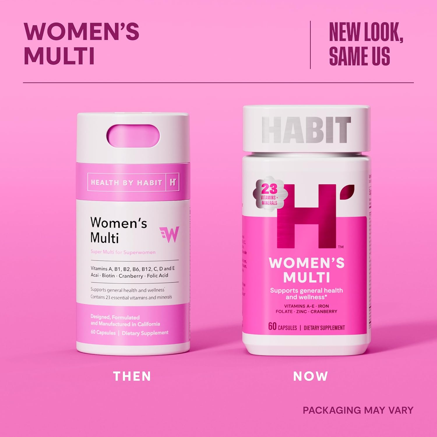 Habit Womens Multi Supplement 2 Pack (120 Capsules) - New Look, Supports General Health & Wellness, 23 Essential Vitamins and Minerals, Fruit extracts, Folate, Iron, B12, Biotin, Non-GMO - Image 3