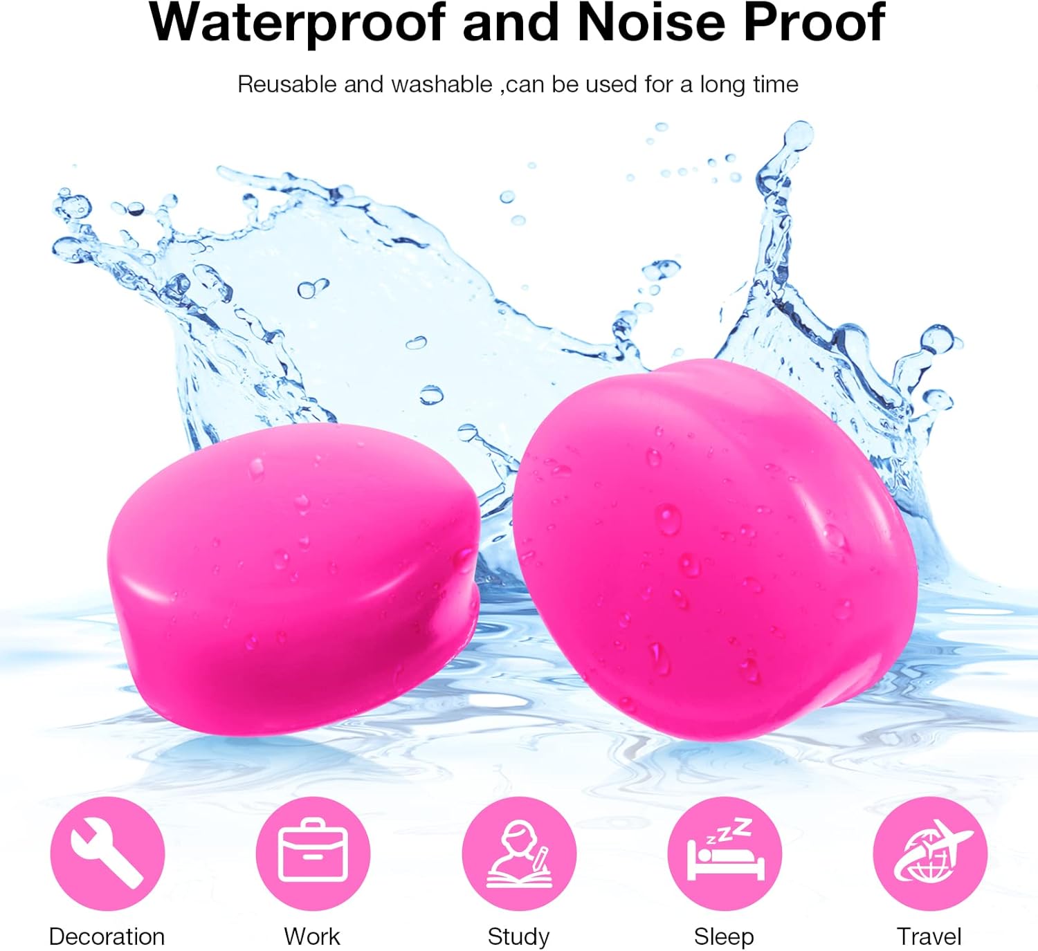 Frienda 21 Pairs Ear Plugs for Sleeping Reusable Moldable Silicone Earplugs Soft Noise Cancelling Earplugs Sound Blocking Ear Plugs with Case for Swimming Concert 32dB NRR (Blue, Orange, Rose Red) - Image 4
