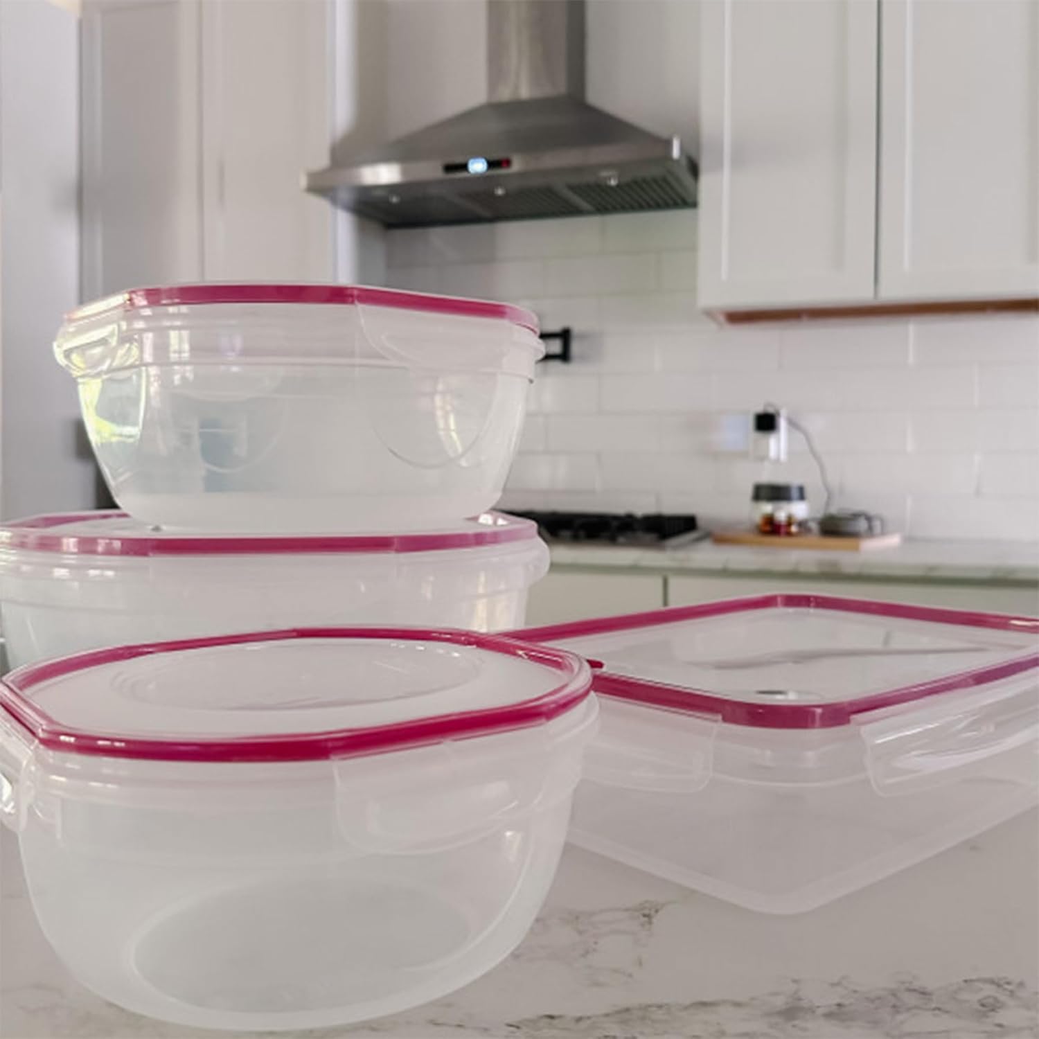 Sterilite Ultra-Seal 8.1 Qt Bowl, Large Airtight Food Storage Container, Latching Lid, Microwave and Dishwasher Safe, Clear With Red Gasket, 2-Pack - Image 8