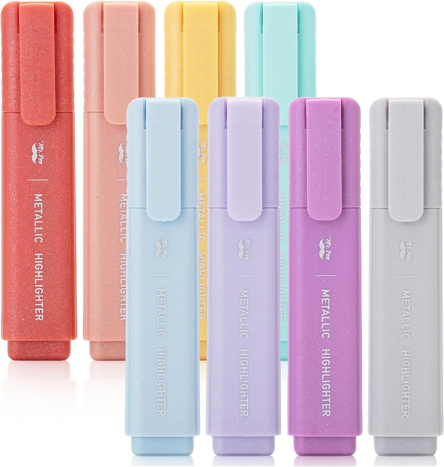 Mr. Pen- Glitter Highlighters, 8 Pack, Metallic Colors, Chisel Tip Highlighter Markers with Shimmer Finish, Smooth Writing Ink for Journaling, Note-Taking, Planning, School, Office & Creative Use - Image 2