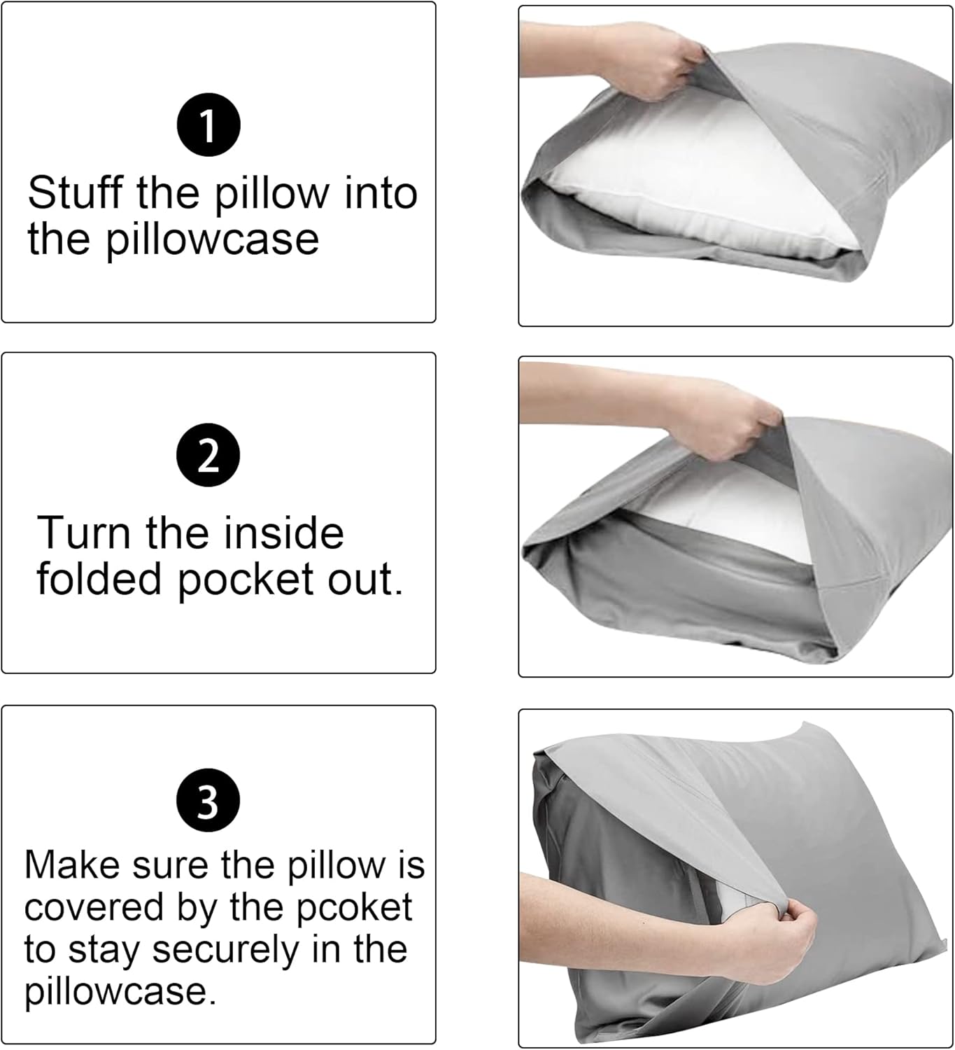 FLXXIE Pillow Cases Queen, Soft Microfiber Pillow Covers with Envelope Closure, Wrinkle Resistant Pillowcases, 2 Piece Set, 20x30, Black - Image 6