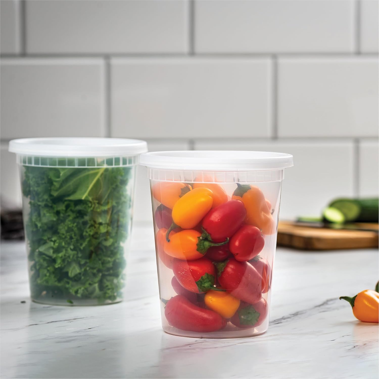 Stack Man 32 oz Deli Containers with Lids (48 Sets) – Quart Clear Plastic Food Storage Containers, Airtight Leak-Resistant Seal, BPA-Free, Microwave & Freezer Safe, Meal Prep Soup Takeout to-Go - Image 4