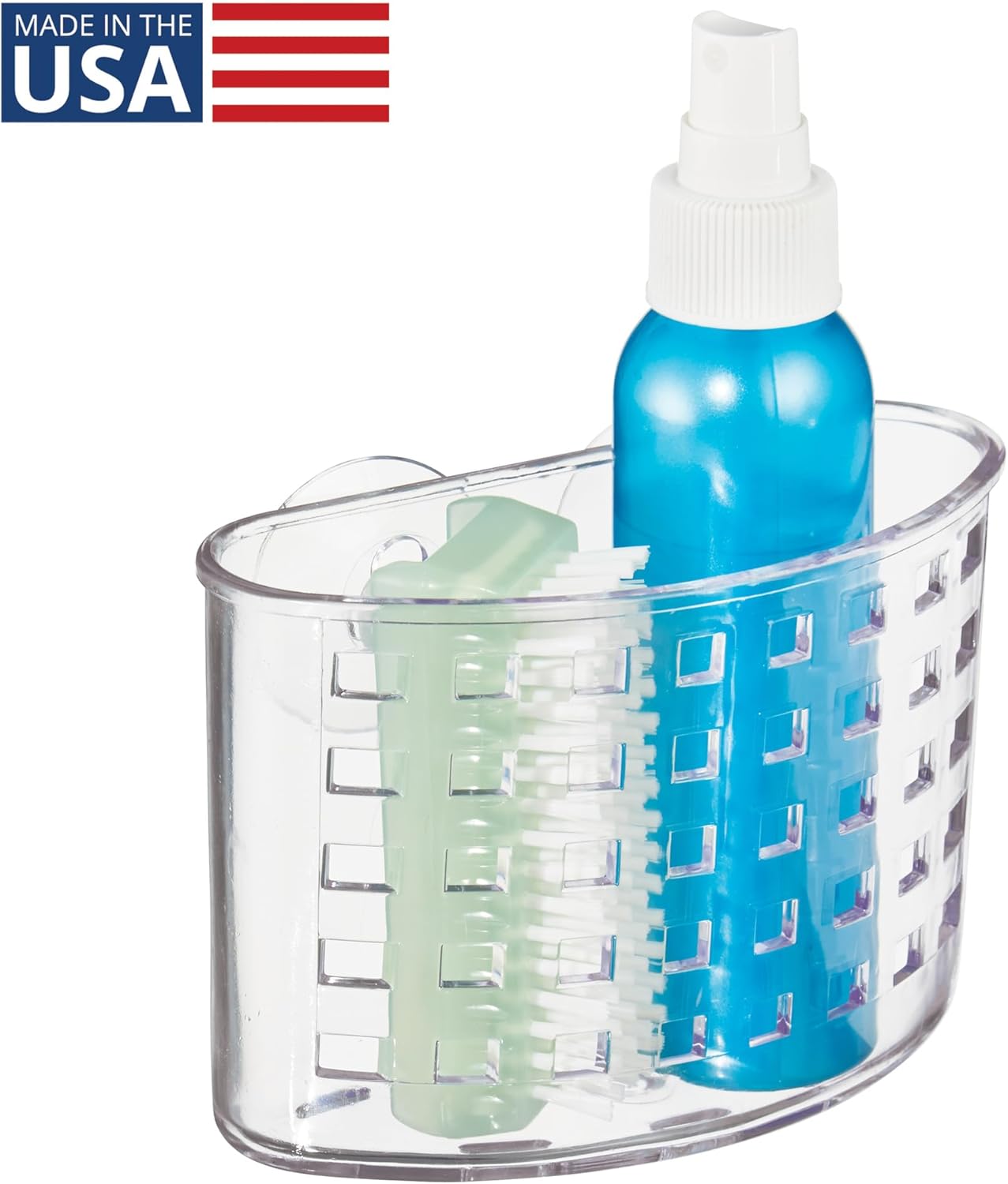 iDesign Suction Cup Shower Caddy Basket - Bathroom Storage Organizer - Clear - Made in USA - Image 3