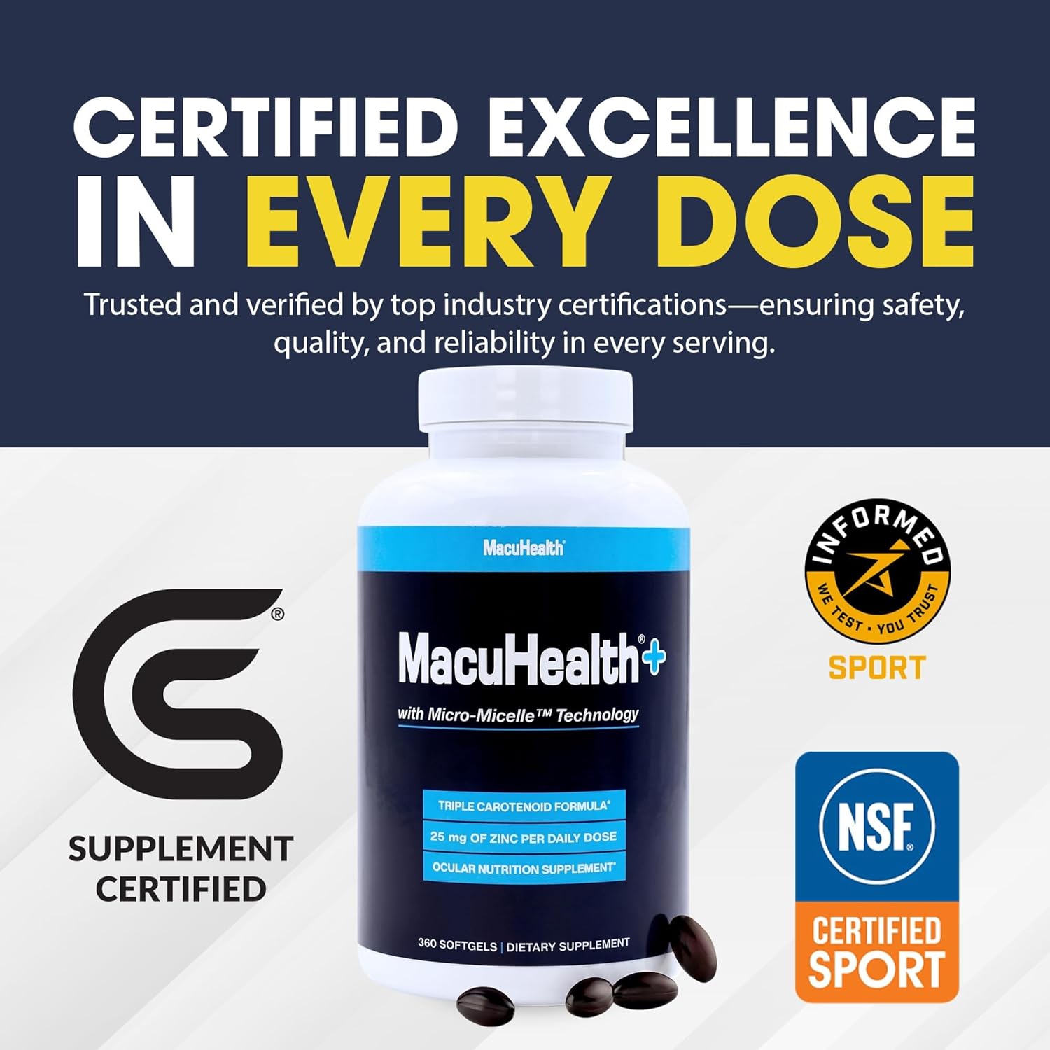 MacuHealth Plus+ Eye Vitamins Supplement for Adults - 90 Day Supply with Lutein, Zeaxanthin, and Meso-Zeaxanthin - Unflavored, Vitamin for Eyes - Image 8