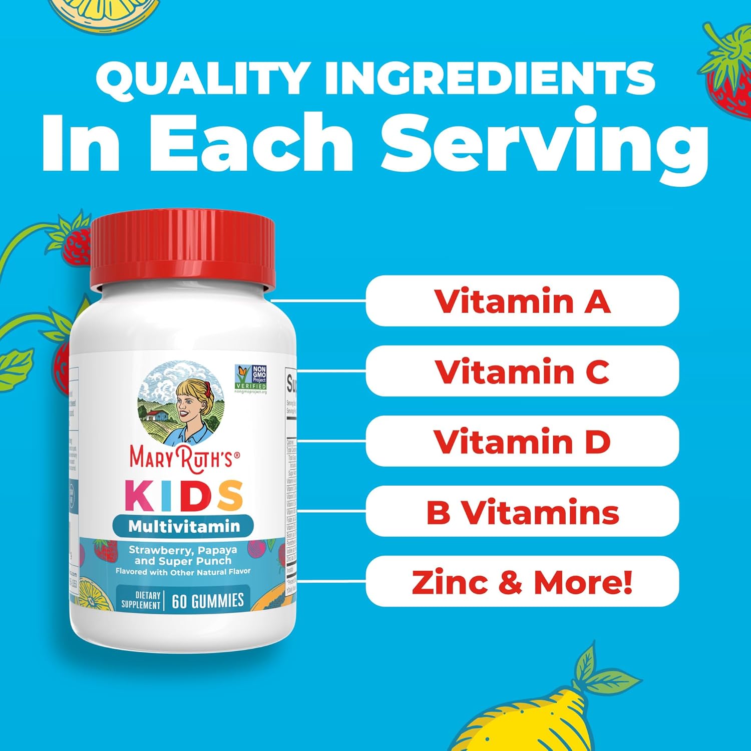 MARYRUTH'S Kids Vitamins | Multi | Sugar Free | 2 Month Supply | Kids Multivitamin Gummies for Ages 2+ | Vegan | Only 1 Gummy a Day | 60 Count - Image 7