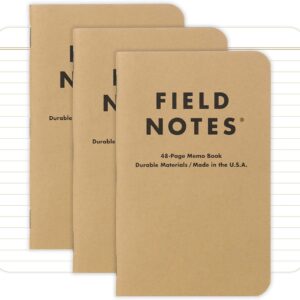 Field Notes: Original Kraft 3-Pack – Ruled Paper Memo Books – Lined 48 Page Pocket Notebooks – 3.5″ x 5.5″