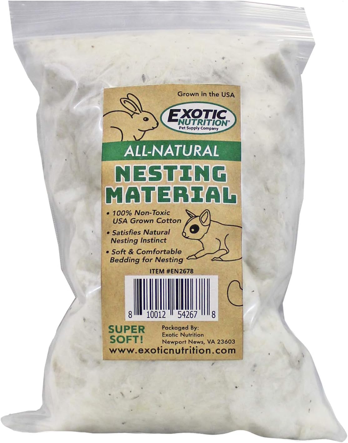Exotic Nutrition All-Natural Nesting Material (4 oz.) - 100% Cotton Eco-Friendly Animal Bedding - for Sugar Gliders, Squirrels, Hamsters, Rabbits, Wild Birds & Wildlife - Image 2