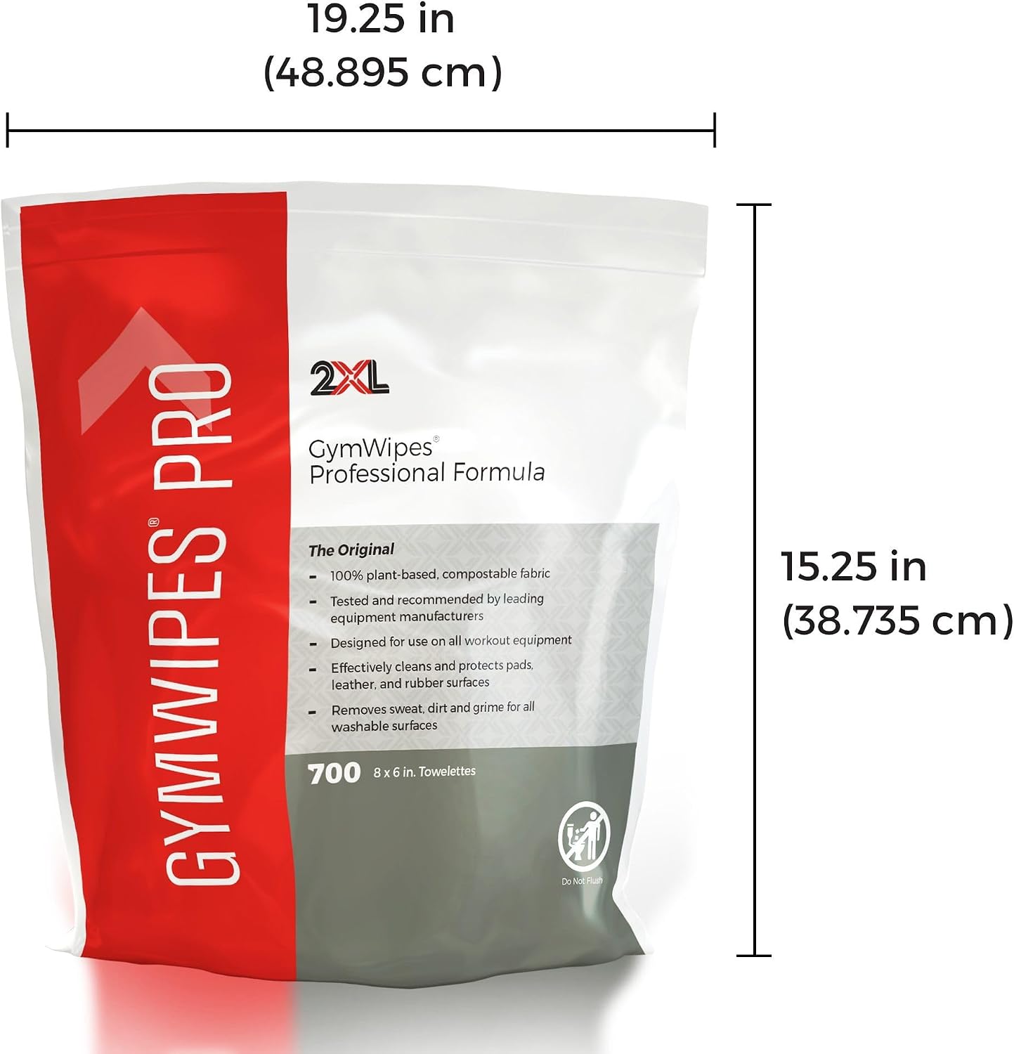 2XL GymWipes Professional Towelettes Bucket Refill – Plant-Based Compostable Fabric – Large Low-Residue Wipes for Multi-Surface Use - Image 2