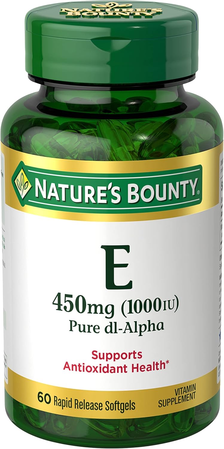 Nature's Bounty Vitamin E 1000 IU Softgels, Supports Antioxidant Health & Immune System, 1 Serving per Day, No Gluten, 60 Softgels (Pack of 1) - Image 2