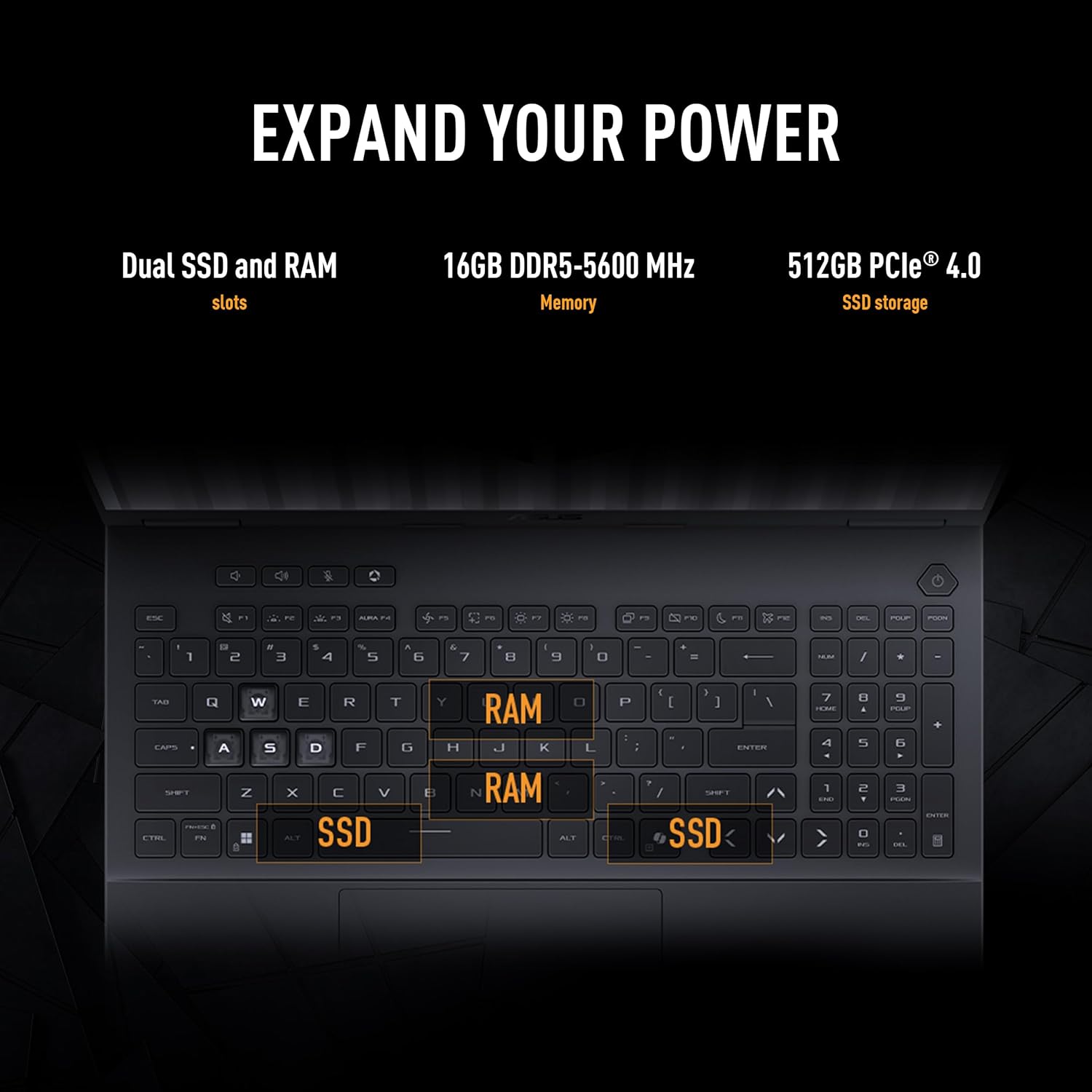 ASUS TUF Gaming F16 (2025) Gaming Laptop, 16” FHD+ 165Hz 16:10 Display, Intel® Core™ i5 Processor 13450HX, NVIDIA® GeForce RTX™ 5050, 16GB DDR5, 512GB PCIe Gen4 SSD, Wi-Fi 6E, Win 11 Home - Image 9