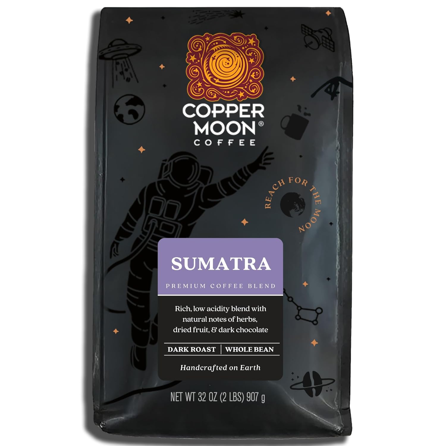 Copper Moon Dark Roast Whole Bean Coffee, Sumatra Blend, 2 Lb - Image 2