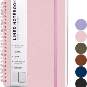 ABERLLS Lined Spiral Journal Notebook with 160 Pages, 8×5.7in, A5 Spiral Notebook, Journaling Notebooks for Work, School, Women, Men, College Ruled Spiral Notebook, Hardcover Leather Journals, Pink