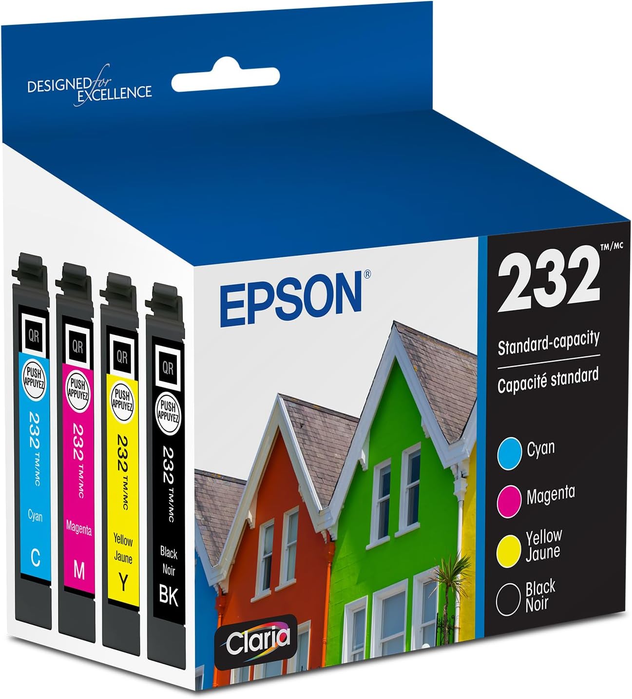 EPSON 232 Claria Ink Standard Capacity Black & Color Cartridge Combo Pack (T232120-BCS) Works with WorkForce WF-2930 ,2950 and Expression XP-4200, 4205