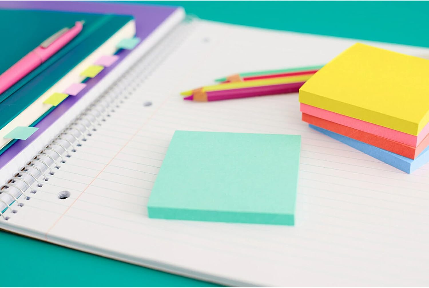 Post-it Super Sticky Notes, 5 Sticky Note Pads, 3 x 3 in., School Supplies, Office Products, Sticky Notes for Vertical Surfaces, Monitors, Walls and Windows, Fresh Mint - Image 15