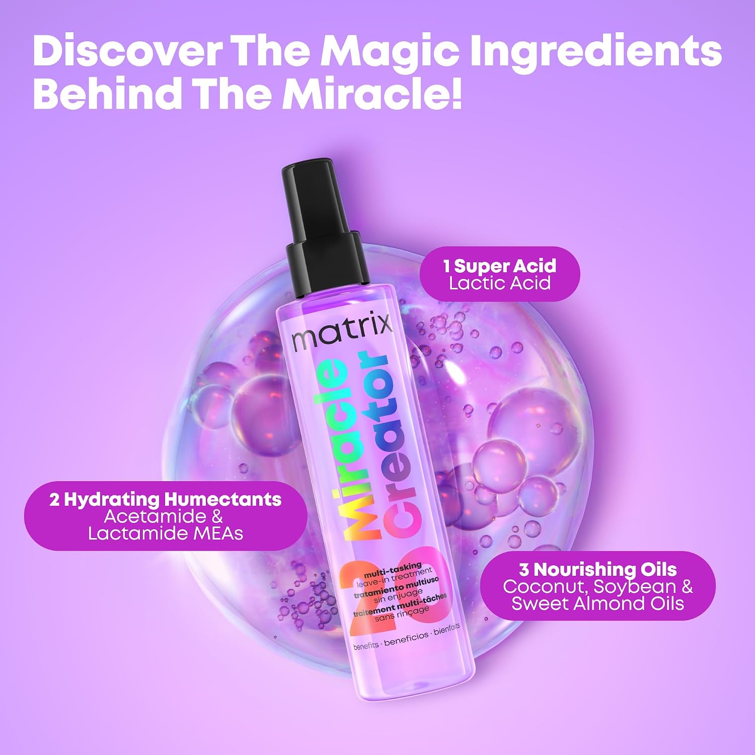 Matrix Miracle Creator Leave-In Conditioner Spray - Heat Protectant, Anti-Frizz, Moisturizing & Detangling, Adds Shine, Primes For Styling, For Damaged & All Hair Types, Sulfate Free, 3.4 Fl Oz - Image 5