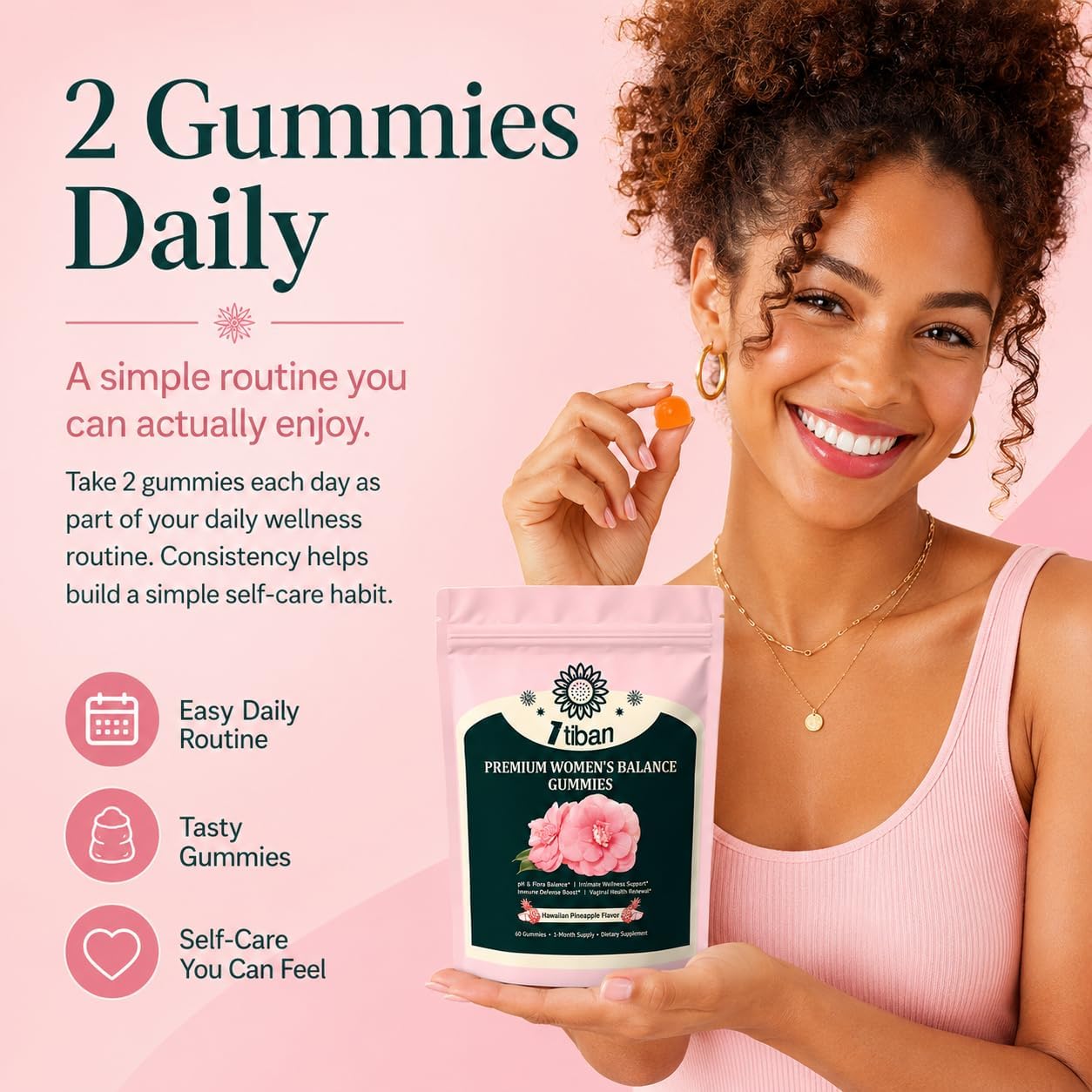 Pineapple Gummies for Women pH Balance, Feminine Probiotics for Vaginigal Health, Nutrition Feminine Gummies, Immune Support, Vegan, Gluten-Free, Hawaiian Pineapple 60 Gummies 30 Servings - Image 5