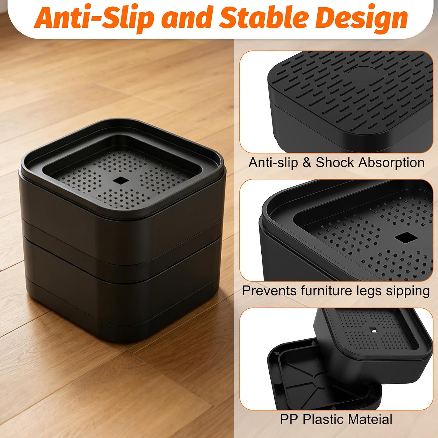 Furniture Risers Adjustable Bed Risers Desk Leg Risers,Lifts Height 1.38",Square Furniture Raising Risers for Table Leg/Desk/Chair/Couch/Sofa -20 Packs - Image 5