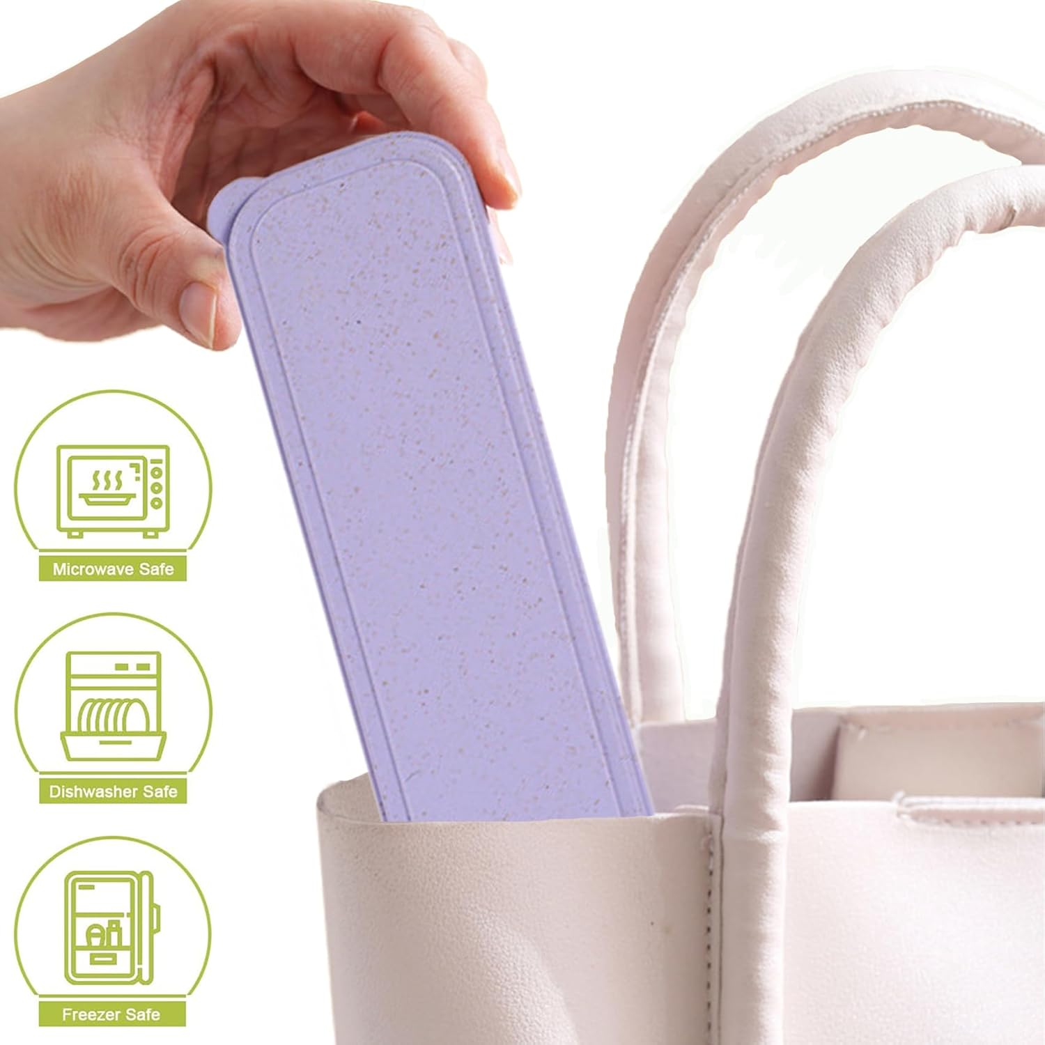 Reusable Travel Utensils with Case, Wheat Straw Portable Plastic Fork Spoons Knife Tableware, Eco-Friendly BPA Free Camping Cutlery for Lunch Box Accessories Work Picnic or Daily Use (Purple) - Image 7
