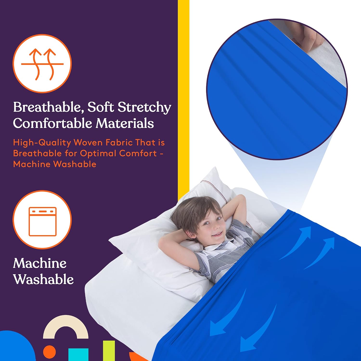 Special Supplies Sensory Bed Sheet for Kids Compression Alternative to Weighted Blankets - Breathable, Stretchy - Cool, Comfortable Sleeping Bedding -Blue (Twin) - Image 4