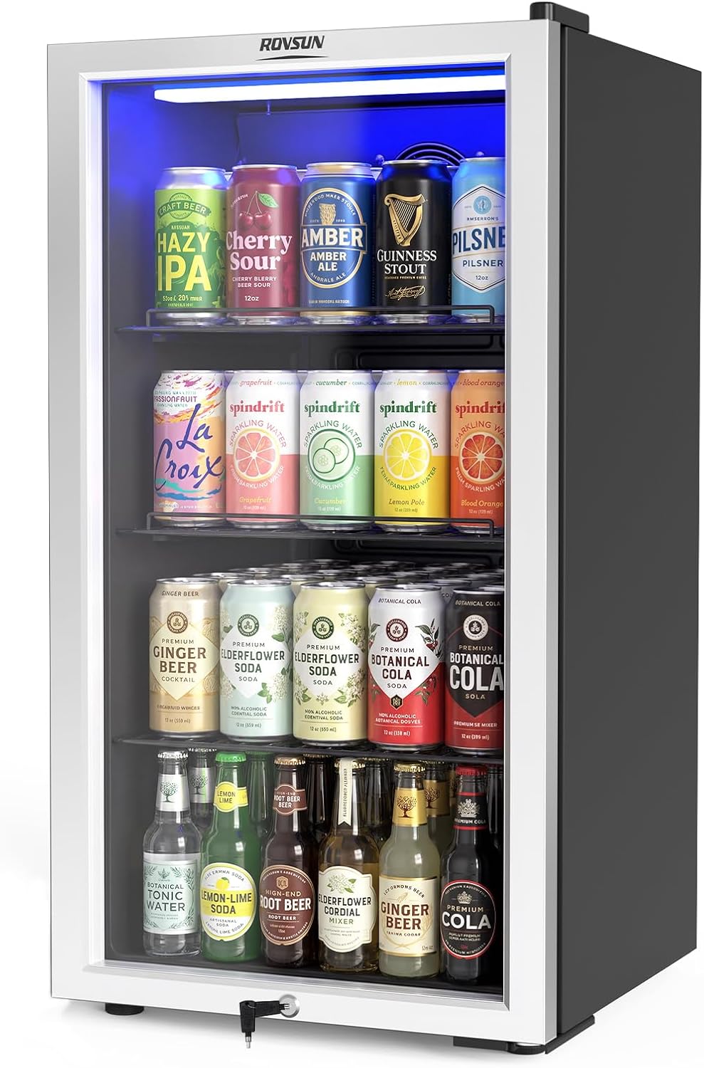 ROVSUN 3.3 Cu.Ft. Beverage Cooler Refrigerator, Mini Cooler with Removable Shelves, 32-50°F Temperature Adjustable Fridge for Soda, Beer, Freestanding Small Fridge for Kitchen, Dorm, Office or Bar - Image 2