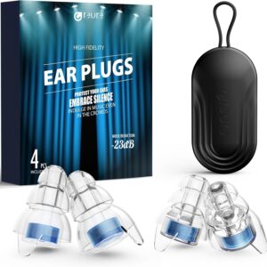 Reure High Fidelity Concert Ear Plugs, Noise Cancelling Silicone Ear Plugs 2 Pairs Great for Concerts Loud Music, Musicians, Motorcycles, Airplanes, Raves, Hearing Protection -23 dB