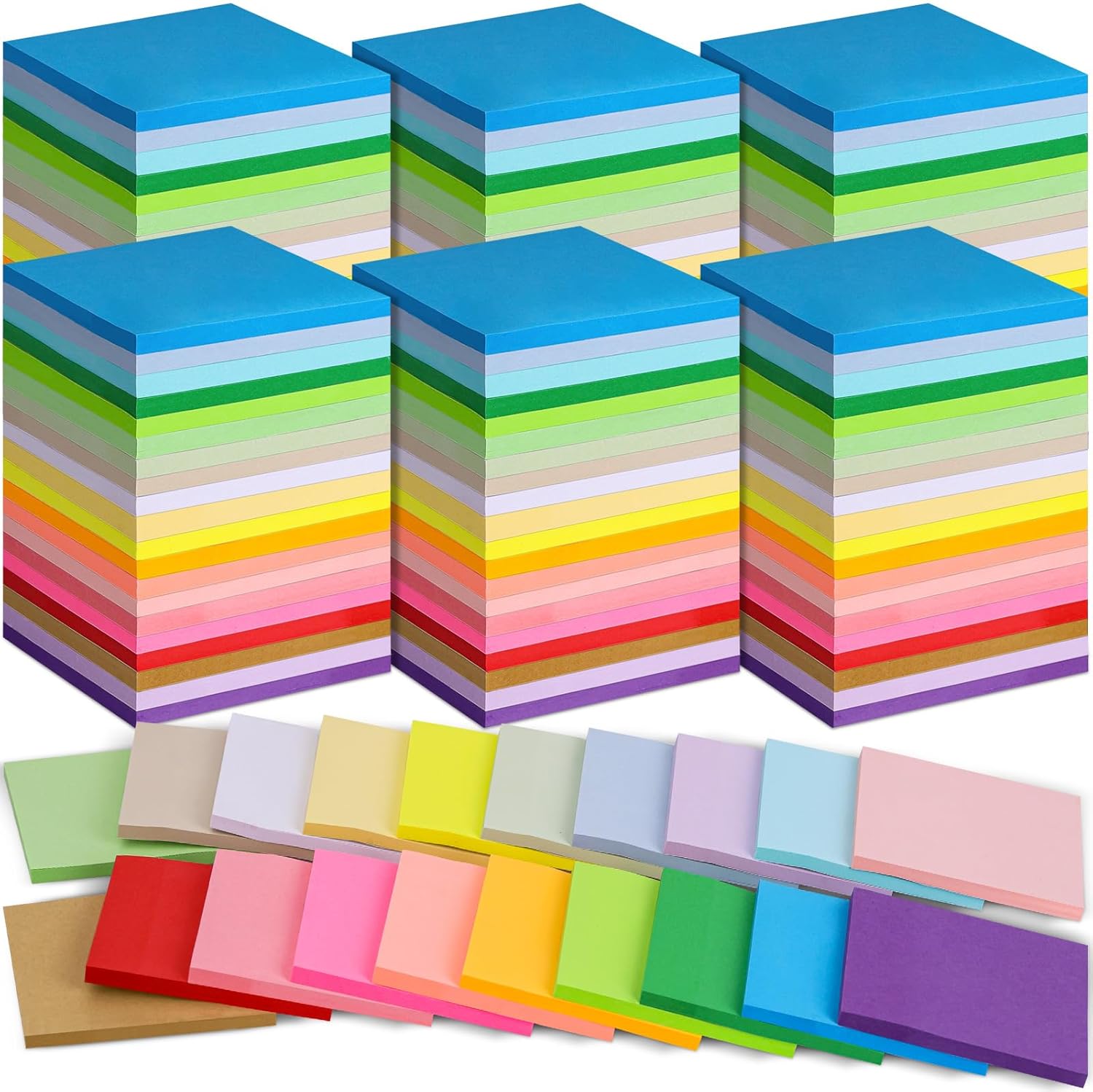 100 Pack Sticky Notes 3x3 Inch Colorful Self Stick Note Pads | 20 Colors, 50 Sheets Each, Self Stick Paper, Color Coding, Office Supplies, School, Home, Meetings, Reminders - Image 2