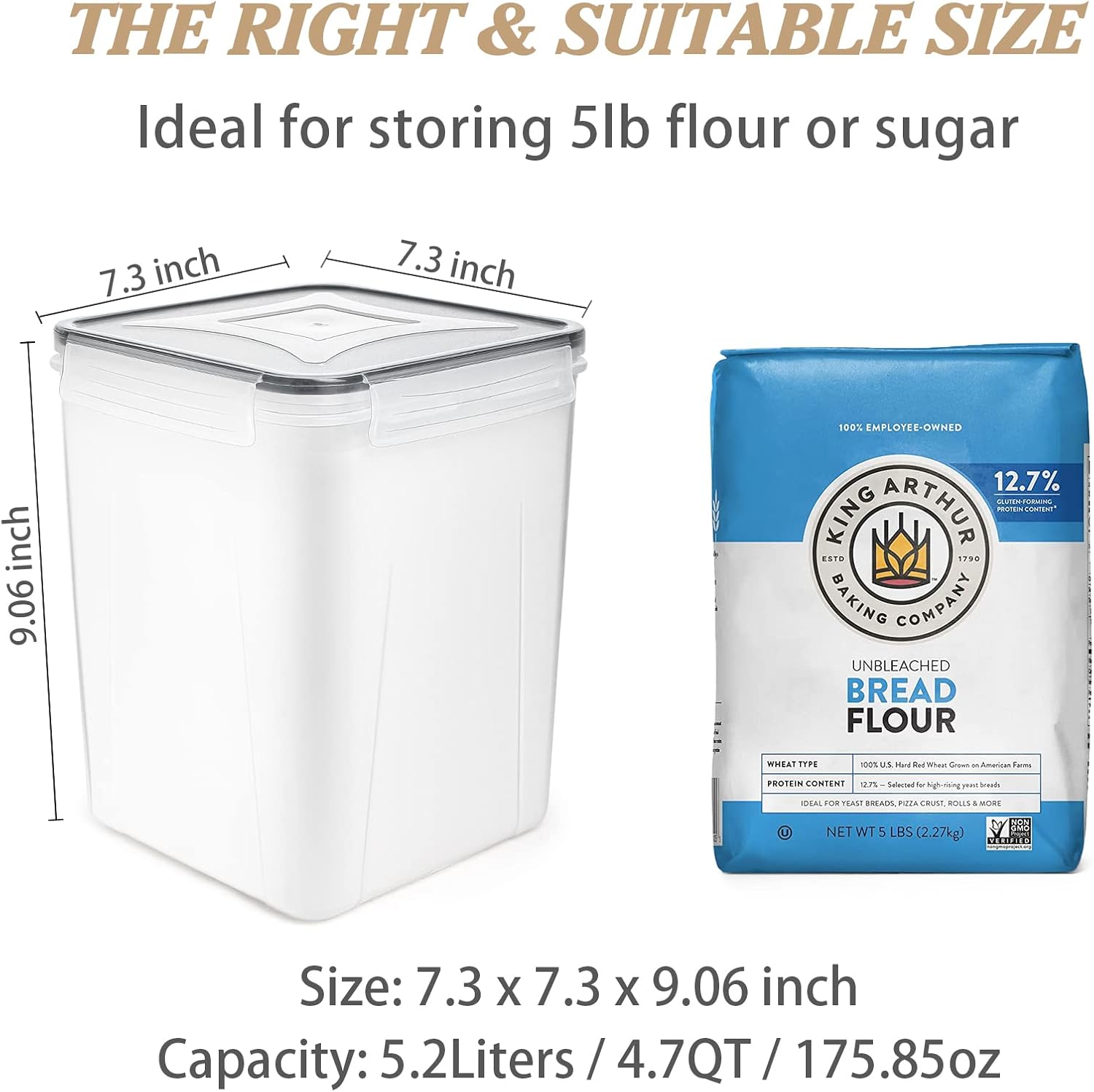 Wildone Large Food Storage Containers 5.2L /175oz, 4 Piece BPA Free Plastic Airtight Food Storage Containers for Flour, Sugar, Baking Supplies, Kitchen & Pantry Containers with 20 Labels - Image 4