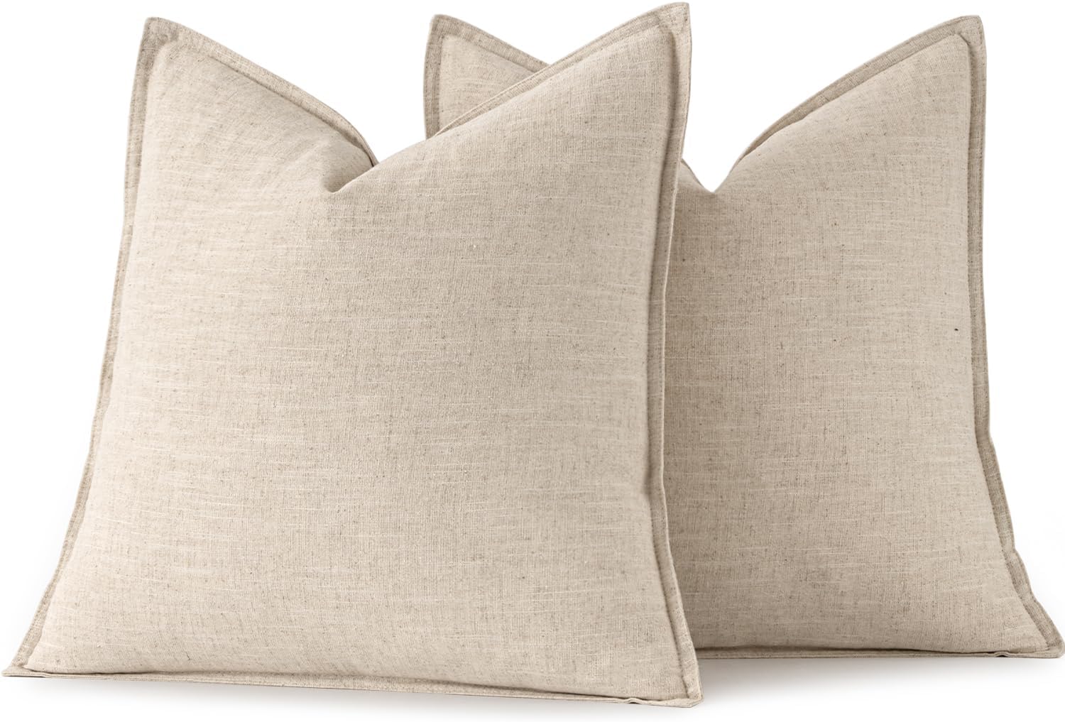 MIULEE Decorative Linen Pillow Covers 20x20 Inch Natural Beige Boho Farmhouse Neutral Couch Throw Pillows for Bed Pack of 2 Accent Modern Pillowcase Sofa Livingroom Home Decor - Image 7