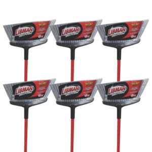 Libman Commercial 1102 Rough Surface Angle Broom, 15″ Wide, Steel Red Handle and Gray Bristles (Pack of 6)