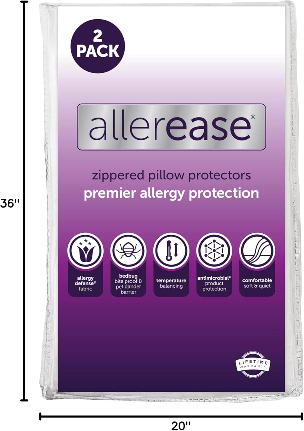 Set of 2 King AllerEase Pillow Protectors - Temperature Balancing, Allergist Recommended - Premium Breathable, Zippered Protectors - Image 8