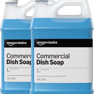 Amazon Basics Commercial Liquid Dish Soap, Long-Lasting Suds, Concentrated Formula, 1 Gallon, Pack of 2