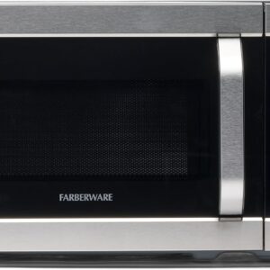 Farberware 0.7 Cu. Ft. Countertop Microwave Oven – 700 Watts Power, Auto Cook Settings, Defrost, Easy Clean and Child Safety Lock – Stainless