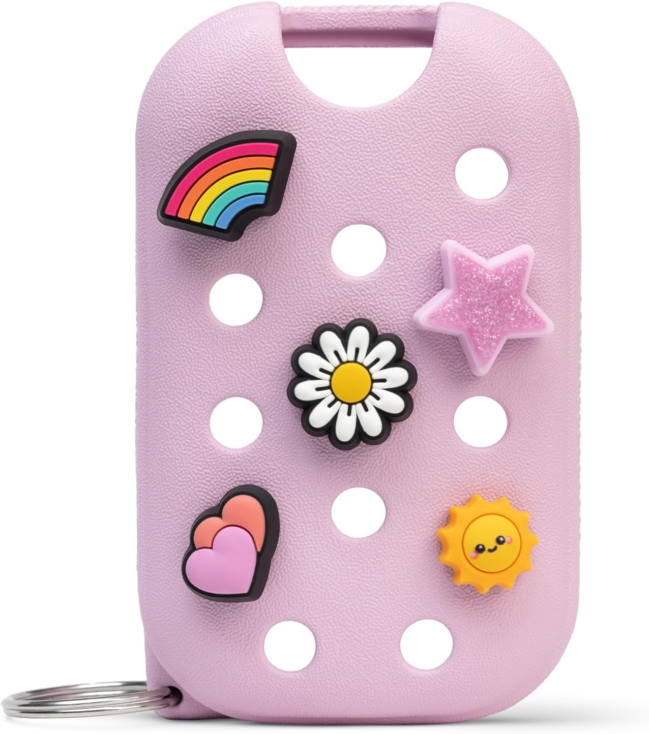 Touchland x Crocs Special Edition Mist Case 1 Fl. OZ., Stylish Hand Sanitizer Spray Accessory, with 5 JibbitzTM Charms and Keyring, Sugarpop Pink Color - Image 2