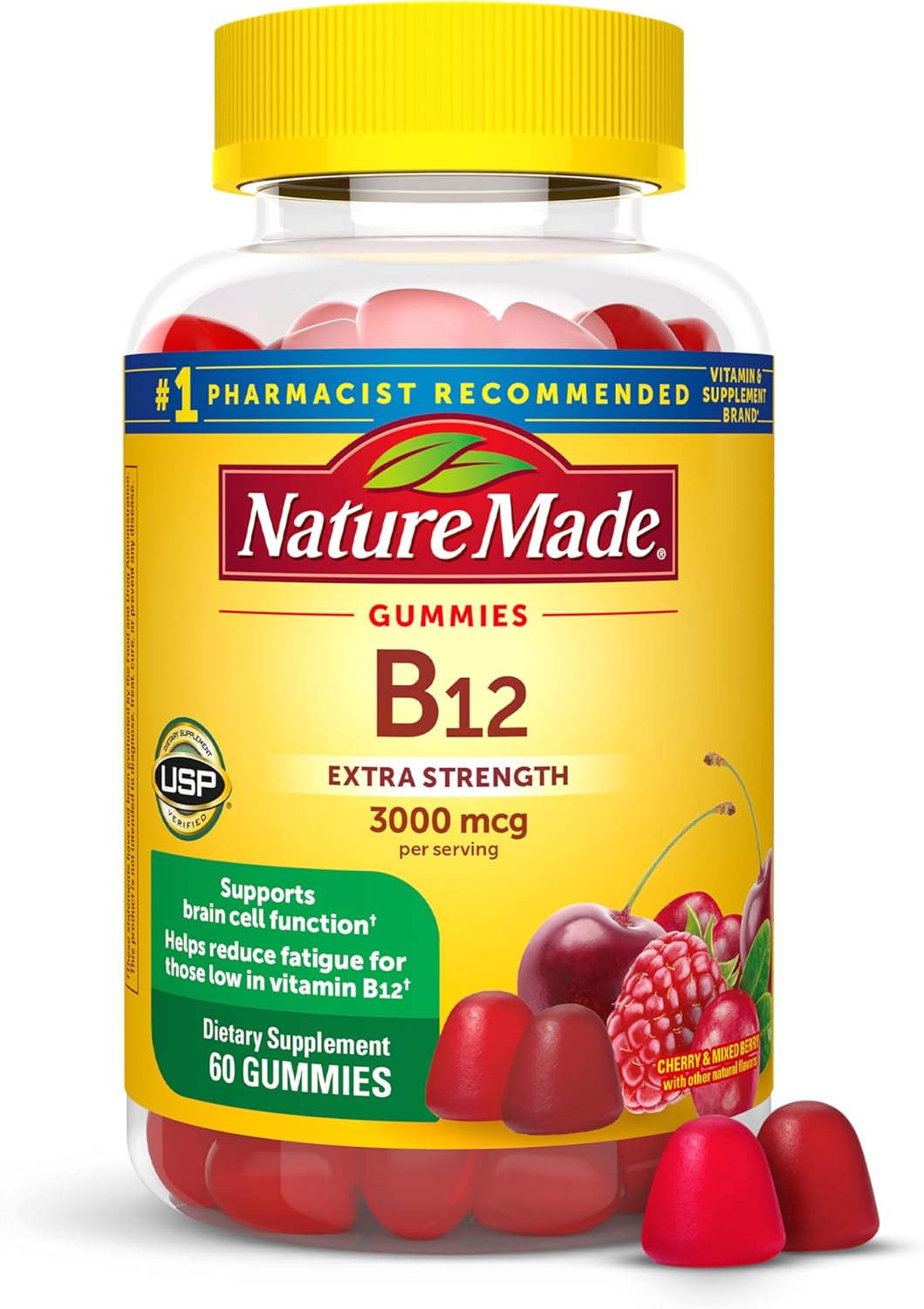 Nature Made Extra Strength Vitamin B12 Gummies 3000 mcg per serving, B12 Vitamins for Energy Metabolism Support, 60 Gummy Vitamins, 30 Day Supply - Image 2