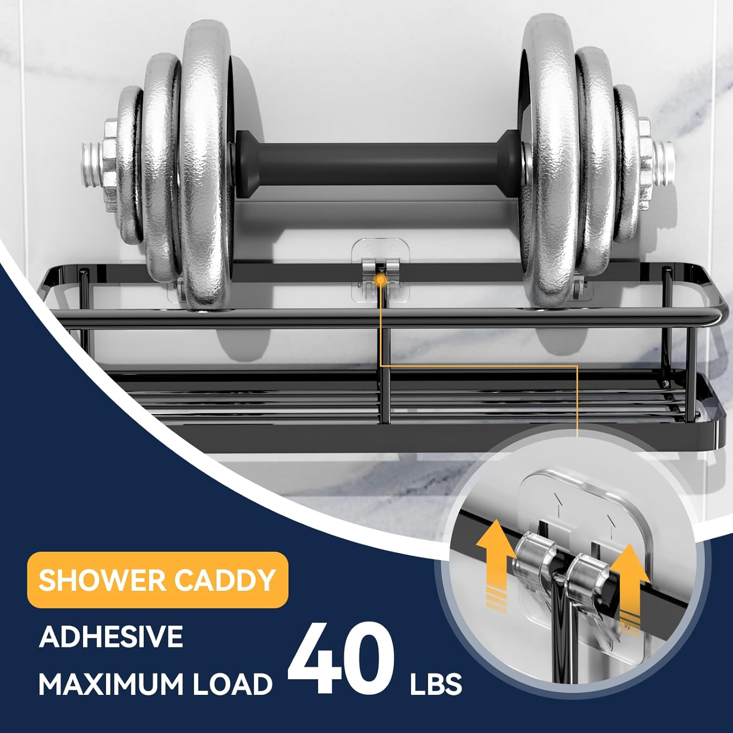 YASONIC 9-Pack Shower Caddy Adhesive Replacement - Transparent Shower Adhesive Strips, No Drilling Hooks for Bath Storage Shelves, Kitchen Racks, Basket & Soap Holder - Image 3