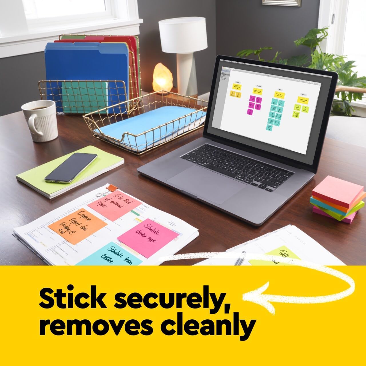 Post-it Notes, 4 in x 6 in, Lined, Assorted Bright Colors, 2 Pack, 10 Pads, 100 Sheets per Pad, 1000 Sheets Total, Sticky Notes for Planners, School and Office - Image 5
